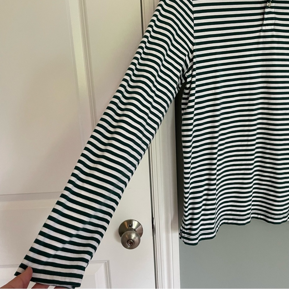 3 for $30 | Vineyard Vines 100% Pima Cotton Green White Stripe Long Sleeve Polo - Picture 5 of 15